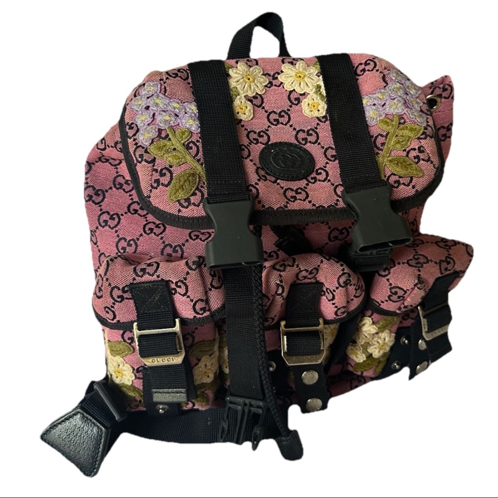 Gucci Pink Backpack with Floral Design